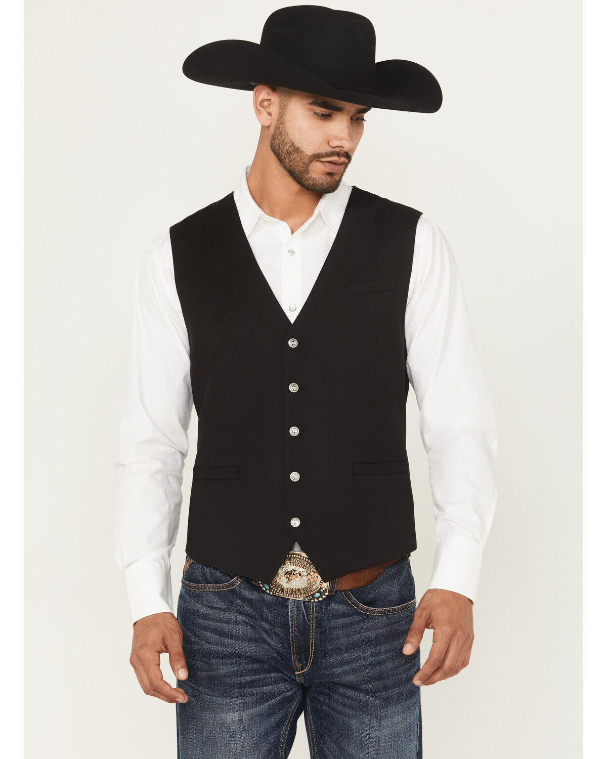 Image #1 - Cody James Men's Saratoga Button-Down Western Vest, Black, hi-res