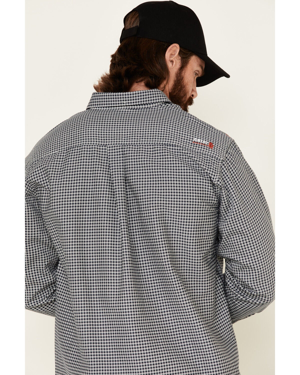 Image #5 - Ariat Men's FR Plaid Print Long Sleeves Button-Down Work Shirt - Big, Navy, hi-res