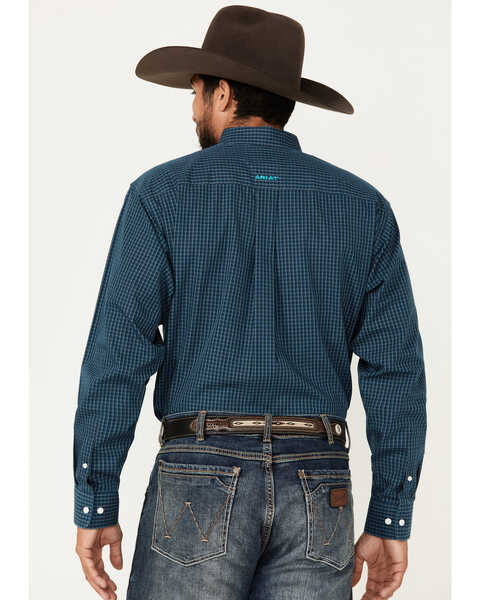 Image #4 - Ariat Men's Greyson Plaid Print Long Sleeve Button-Down Shirt, Blue, hi-res