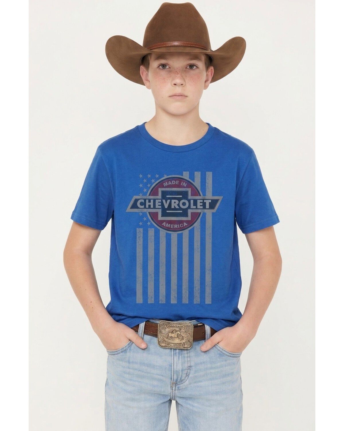 Chevy Boys' American Made Short Sleeve Graphic T-Shirt, Royal Blue, hi-res