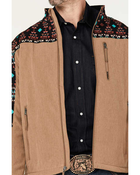 Image #2 - Hooey Men's Southwestern Print Softshell Jacket, Tan, hi-res