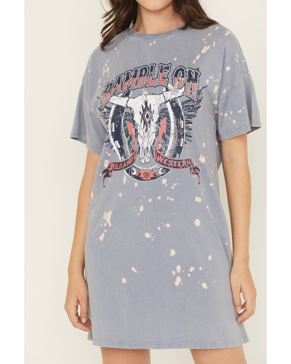 Image #3 - Rock & Roll Denim Women's Ramble On Short Sleeve Mini T-Shirt Dress, Blue, hi-res