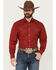 Image #1 - Rodeo Clothing Men's Tonal Striped Long Sleeve Pearl Snap Western Shirt, Red, hi-res