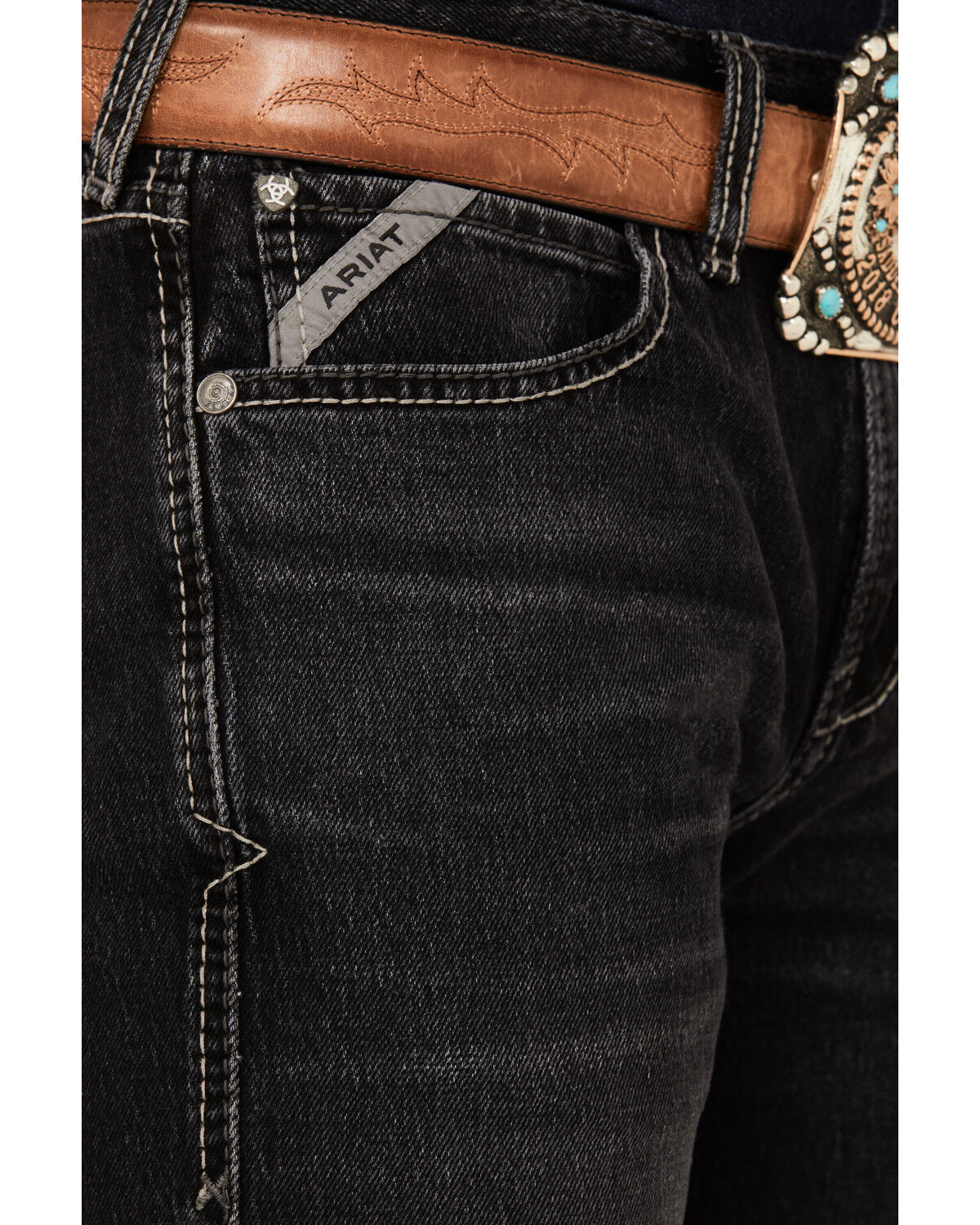 Image #4 - Ariat Men's M7 Slim Straight Stretch Denim Jeans, Grey, hi-res
