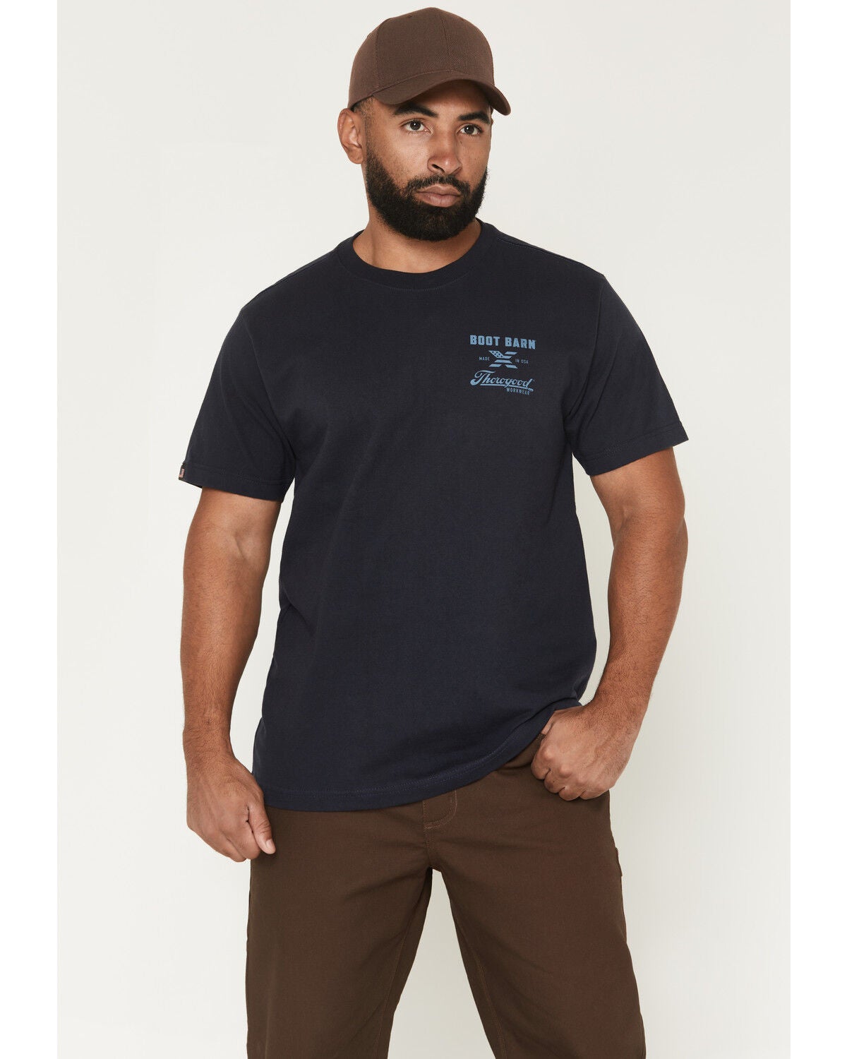 Image #2 - Boot Barn X Thorogood Men's American Strong Short Sleeve Graphic Work Shirt, Dark Blue, hi-res