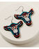 Shyanne Women's Wild Soul Beaded Longhorn Earrings, Silver, hi-res