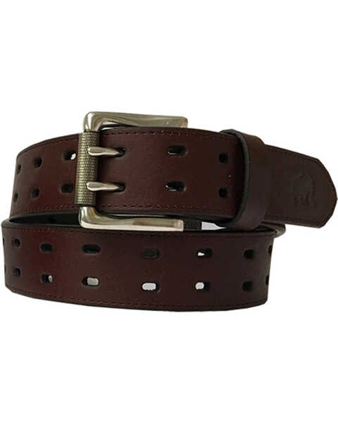 Image #1 - Berne Men's Genuine Leather Double Row Belt , Brown, hi-res