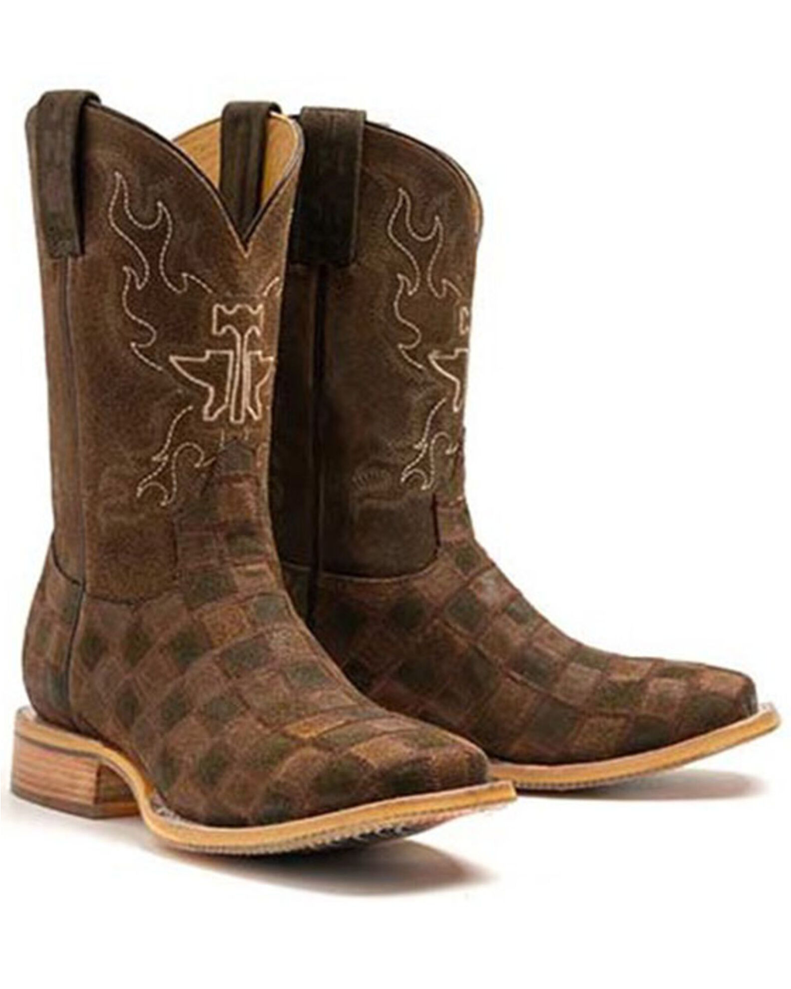 Tin Haul Men s Rough Patch Western Boots Broad Square Toe