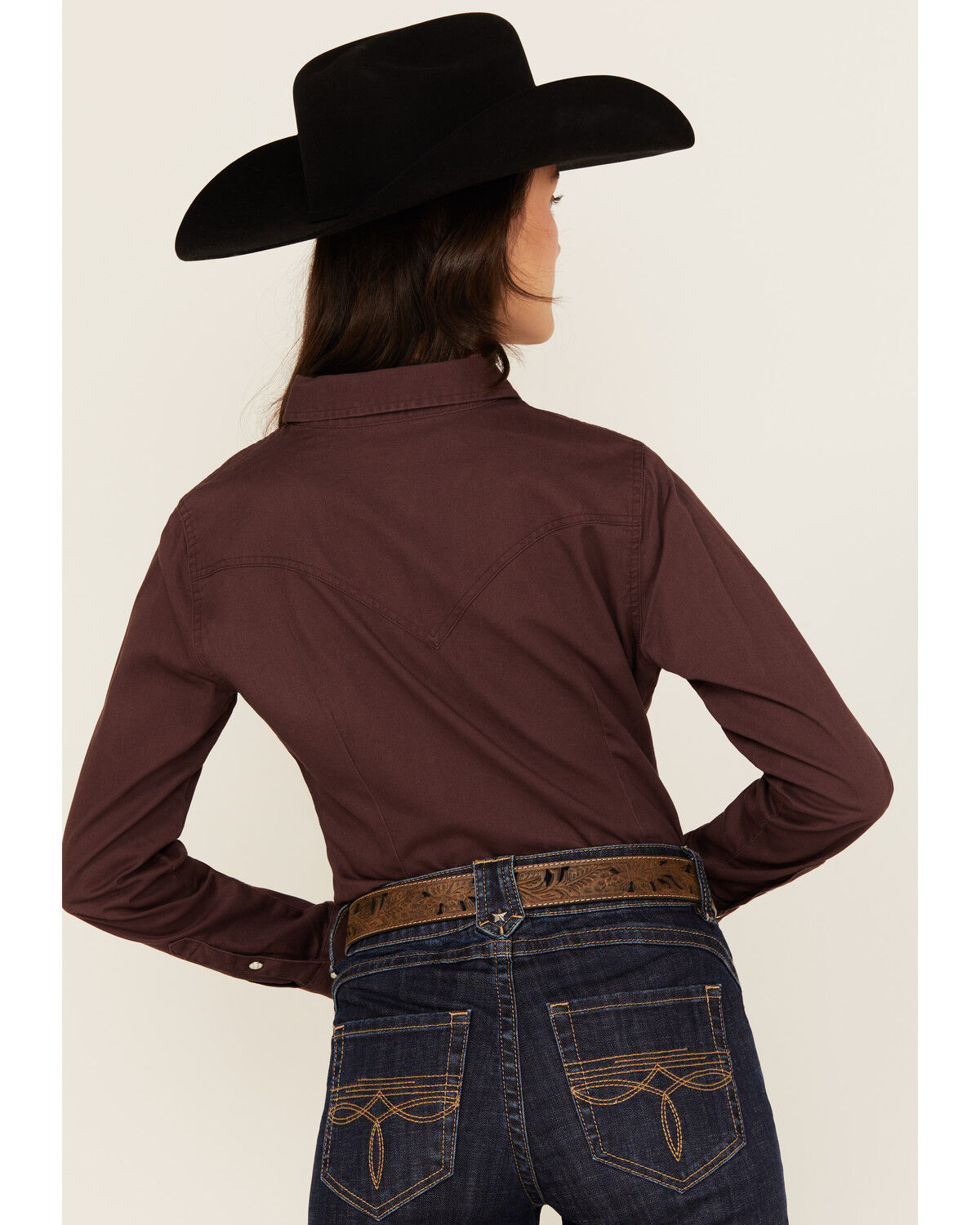 Image #4 - Wrangler Retro Women's Solid Long Sleeve Snap Western Shirt, Purple, hi-res