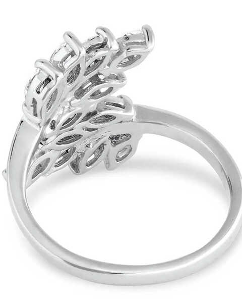 Image #2 - Montana Silversmiths Women's Crystal Leaflet Wrap Ring, Silver, hi-res