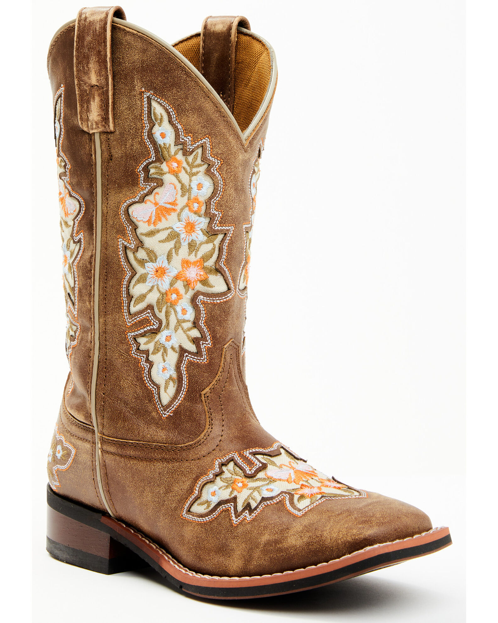 Laredo Women s Flower Inlay Western Performance Boots Broad Square Toe Country Outfitter