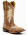 Image #1 - Laredo Women's Flower Inlay Western Performance Boots - Broad Square Toe, Tan, hi-res