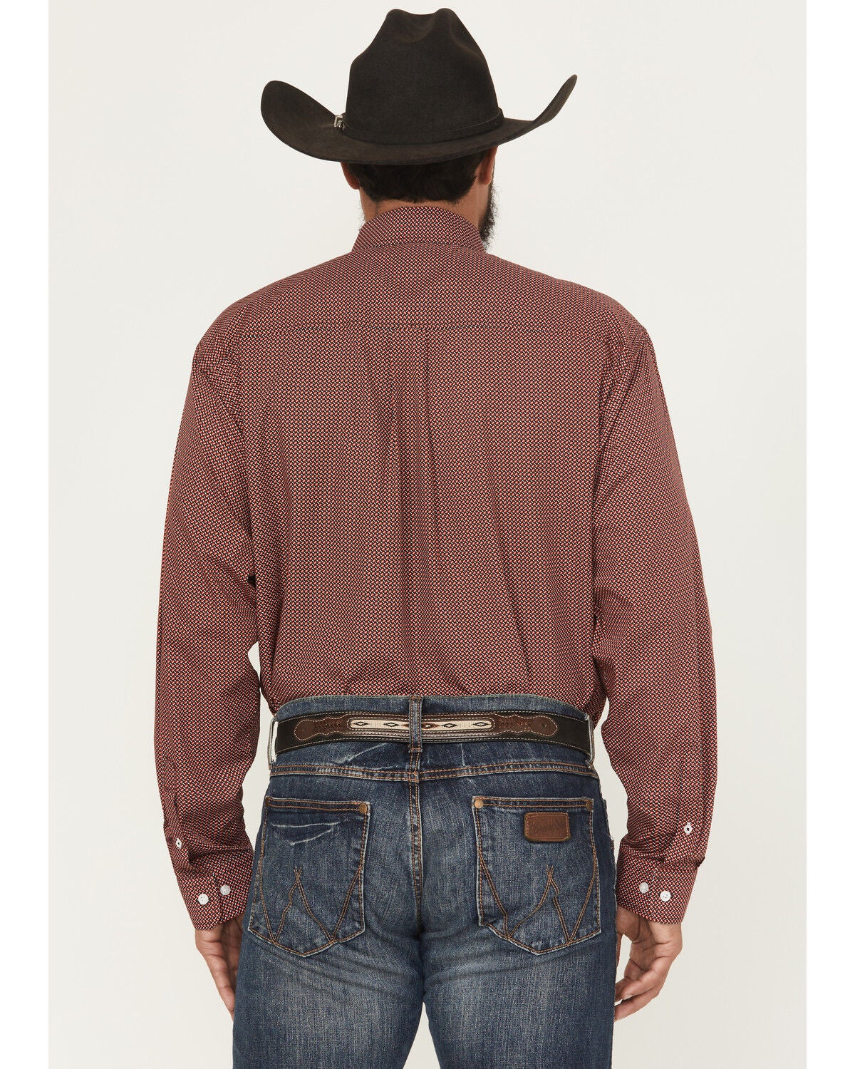 Image #4 - Cinch Men's Micro Geo Print Long Sleeve Button-Down Western Shirt - Big, Red, hi-res