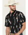 Image #2 - RANK 45® Men's Ryder Vertical Thunderbird Short Sleeve Button-Down Stretch Western Shirt, Black, hi-res
