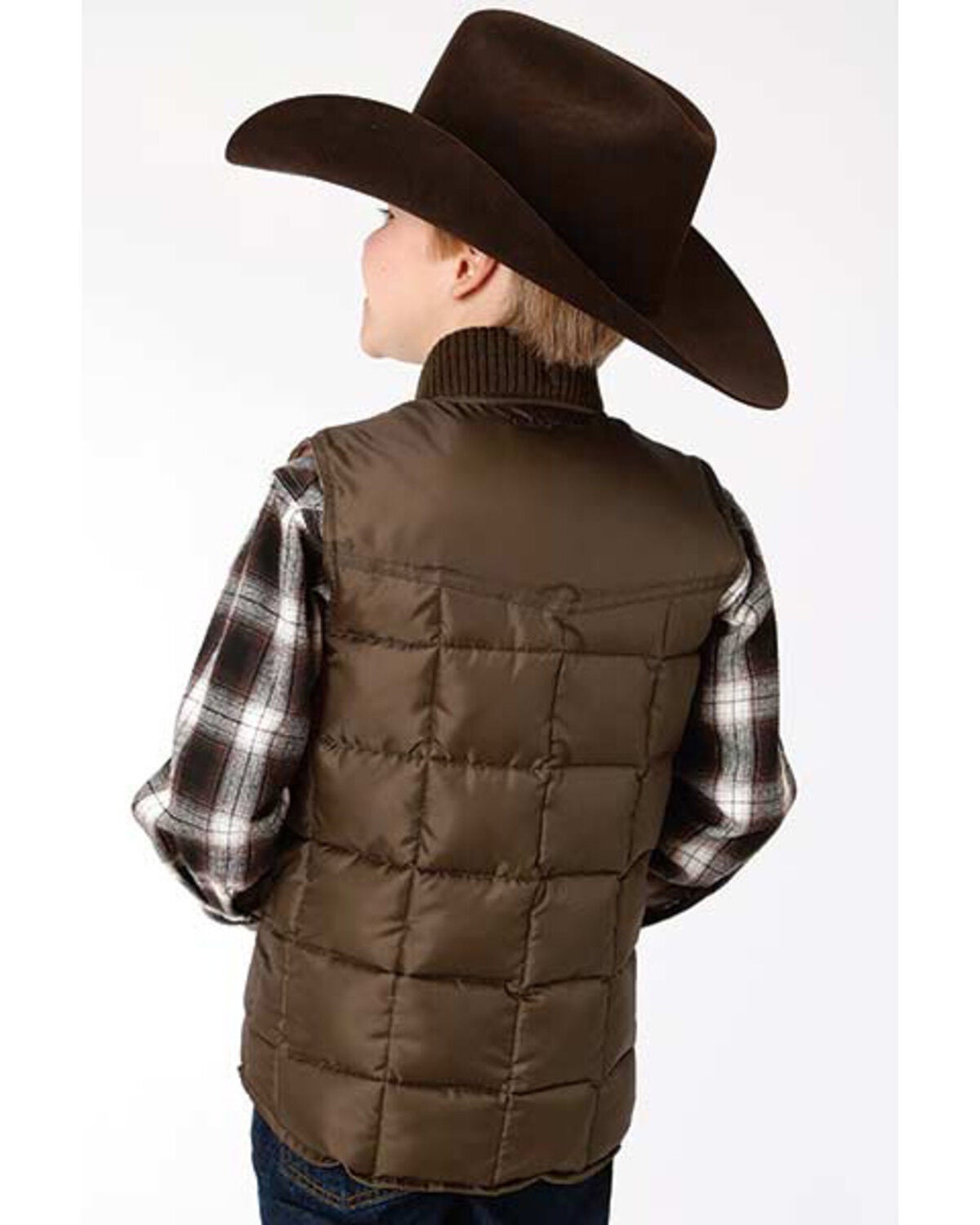 Image #2 - Roper Boys' Brown Rangewear Quilted Poly Fill Down Vest , , hi-res