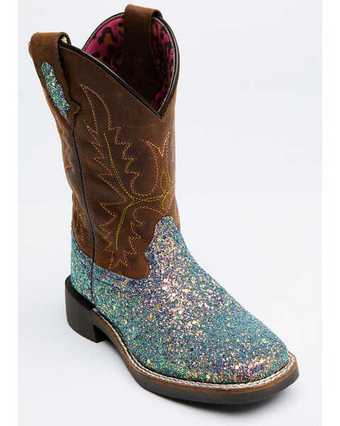 Image #1 - Shyanne Girls' Glitterama Western Boots - Broad Square Toe, Brown, hi-res