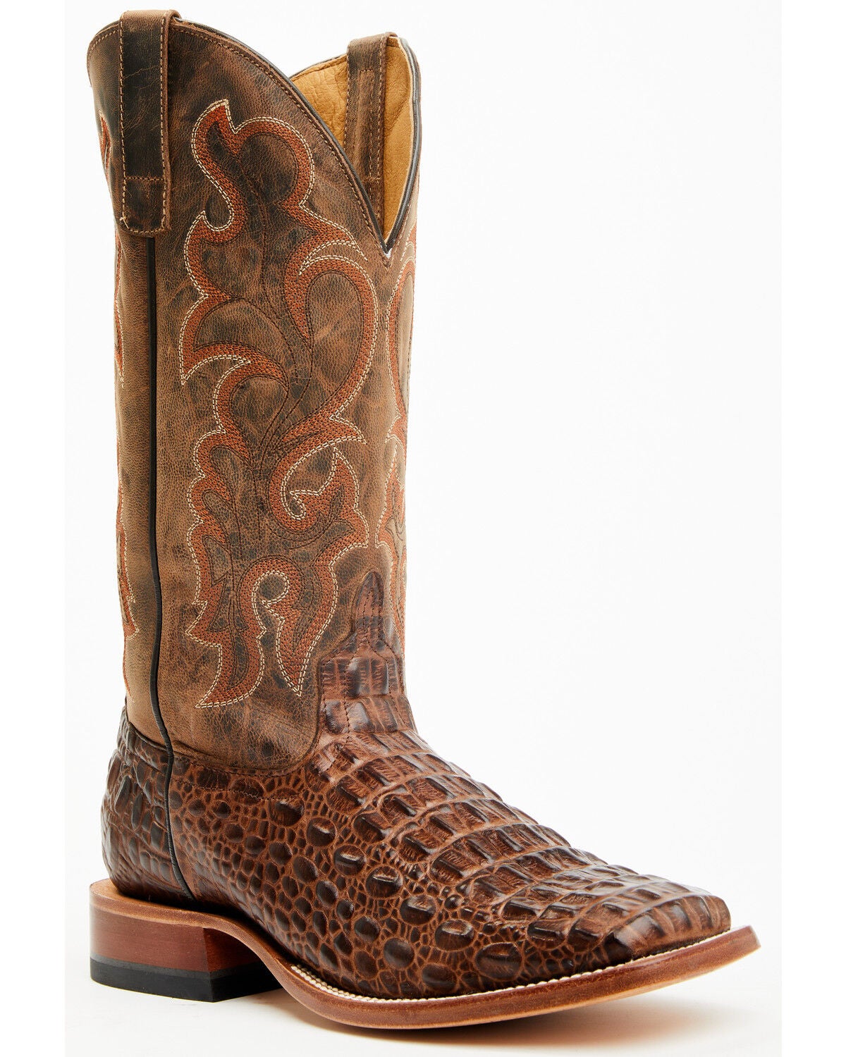 Horse Power Men's Nile Crocodile Print Western Boots - Square Toe, Brown, hi-res