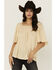 Image #1 - Band Of The Free Women's Solid Short Sleeve Ruffle Blouse, Sand, hi-res