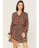 Image #1 - Rock & Roll Denim Women's Ditsy Floral Print Long Sleeve Mini Dress, Rust Copper, hi-res