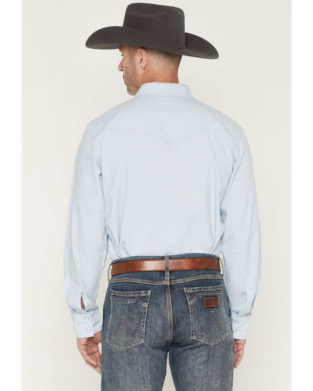 Image #4 - Wrangler X Cody Johnson Men's Solid Long Sleeve Pearl Snap Western Shirt, Blue, hi-res