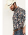 Image #2 - Ariat Men's Omer Print Fitted Short Sleeve Button-Down Western Shirt, Dark Blue, hi-res
