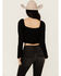 Image #4 - Idyllwind Women's Hazel Smocked Long Sleeve Cropped Blouse, Black, hi-res