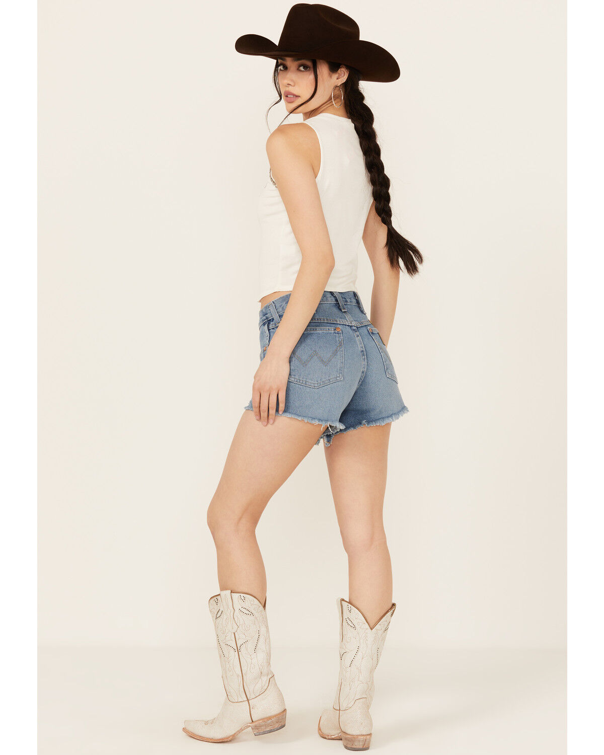 Image #3 - Wrangler Women's Off Shore Medium Wash High Rise Reworked Cut Off Denim Shorts, Medium Wash, hi-res