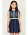 Image #1 - Sugar California Girls' Dark Wash Denim Dress, Dark Blue, hi-res