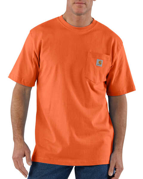 Image #2 - Carhartt Men's Loose Fit Heavyweight Logo Pocket Work T-Shirt - Big & Tall, Orange, hi-res