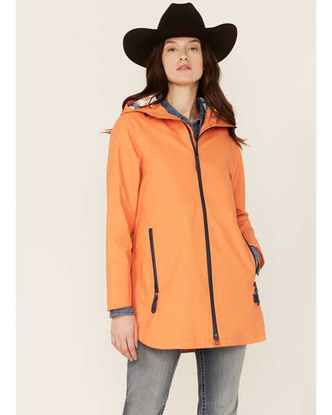Pendleton Women's Shoalwater Hooded Rain Topper Jacket, Orange, hi-res