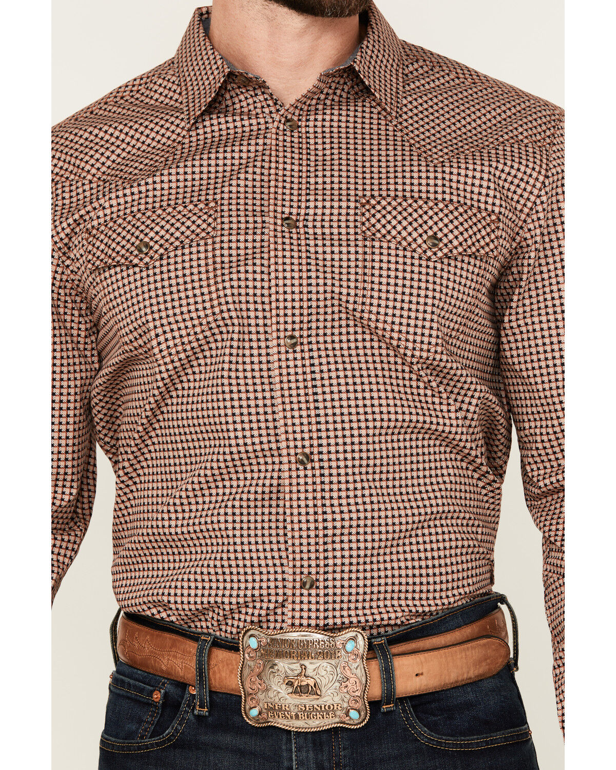 Image #3 - Cody James Men's Ramon Plaid Print Long Sleeve Snap Western Shirt, Brown, hi-res