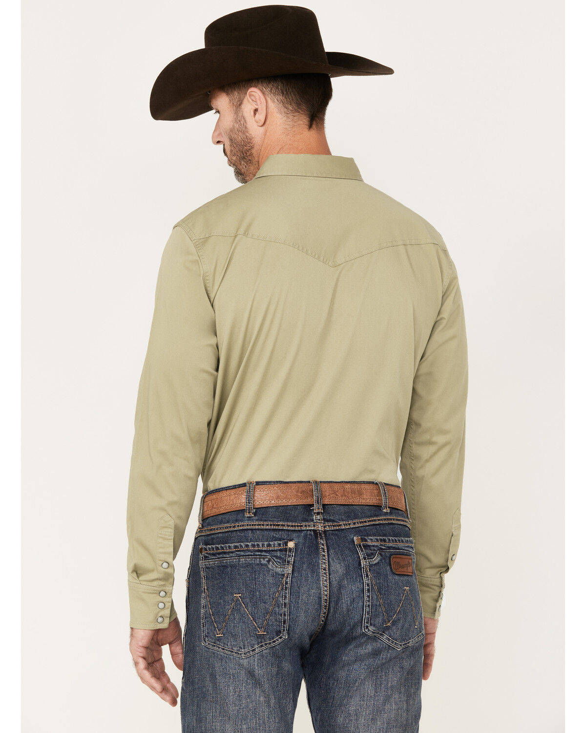 Image #4 - Blue Ranchwear Men's Twill Long Sleeve Snap Shirt, Beige/khaki, hi-res