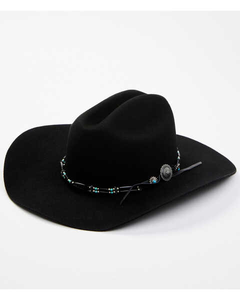 Shyanne Women's Felt Cowboy Hat, Black, hi-res