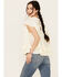 Image #4 - Miss Me Women's Sleeveless Ruffle Hem Top, Ivory, hi-res
