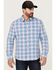 Image #1 - Flag & Anthem Men's Sanderson Dobby Plaid Long Sleeve Button Down Western Shirt, Blue, hi-res