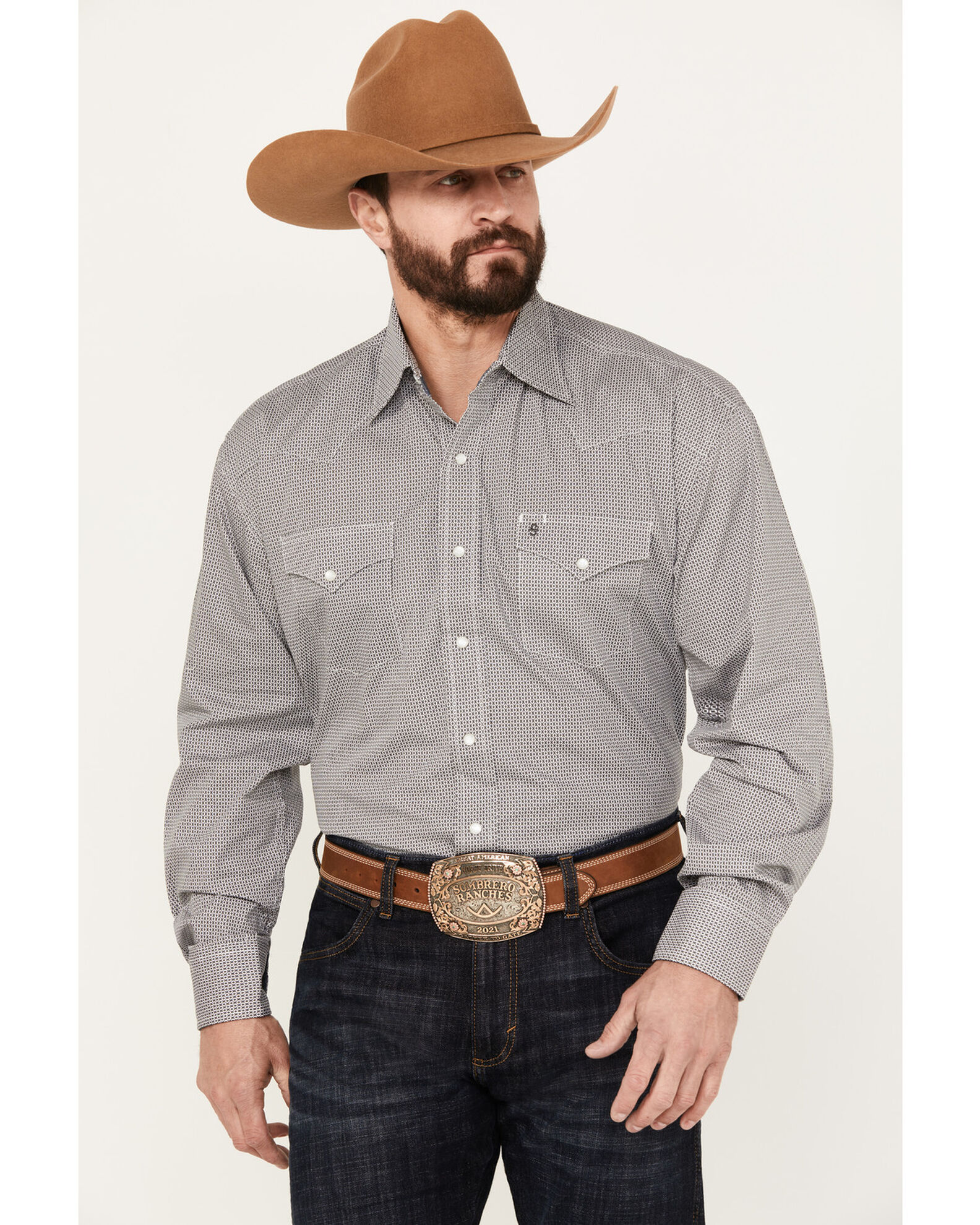 Stetson Men s Diamond Geo Print Long Sleeve Western Pearl Snap