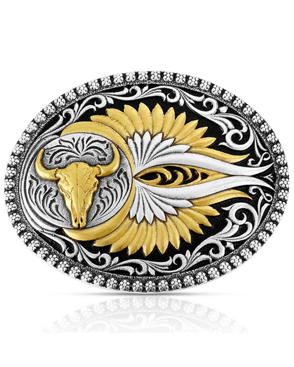 Image #1 - Montana Silversmiths Two-Toned Buffalo Skull Belt Buckle, Silver, hi-res