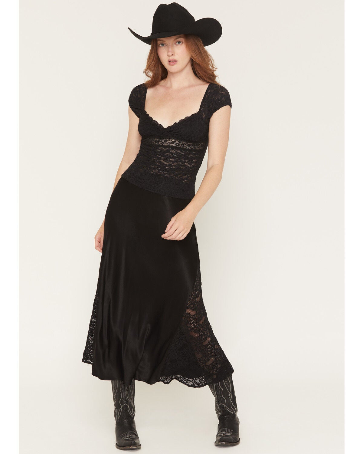 Image #1 - Idyllwind Women's Rita Satin and Lace Midi Skirt, Black, hi-res