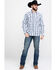 Moonshine Spirit Men's Fireball Plaid Long Sleeve Western Shirt , White, hi-res