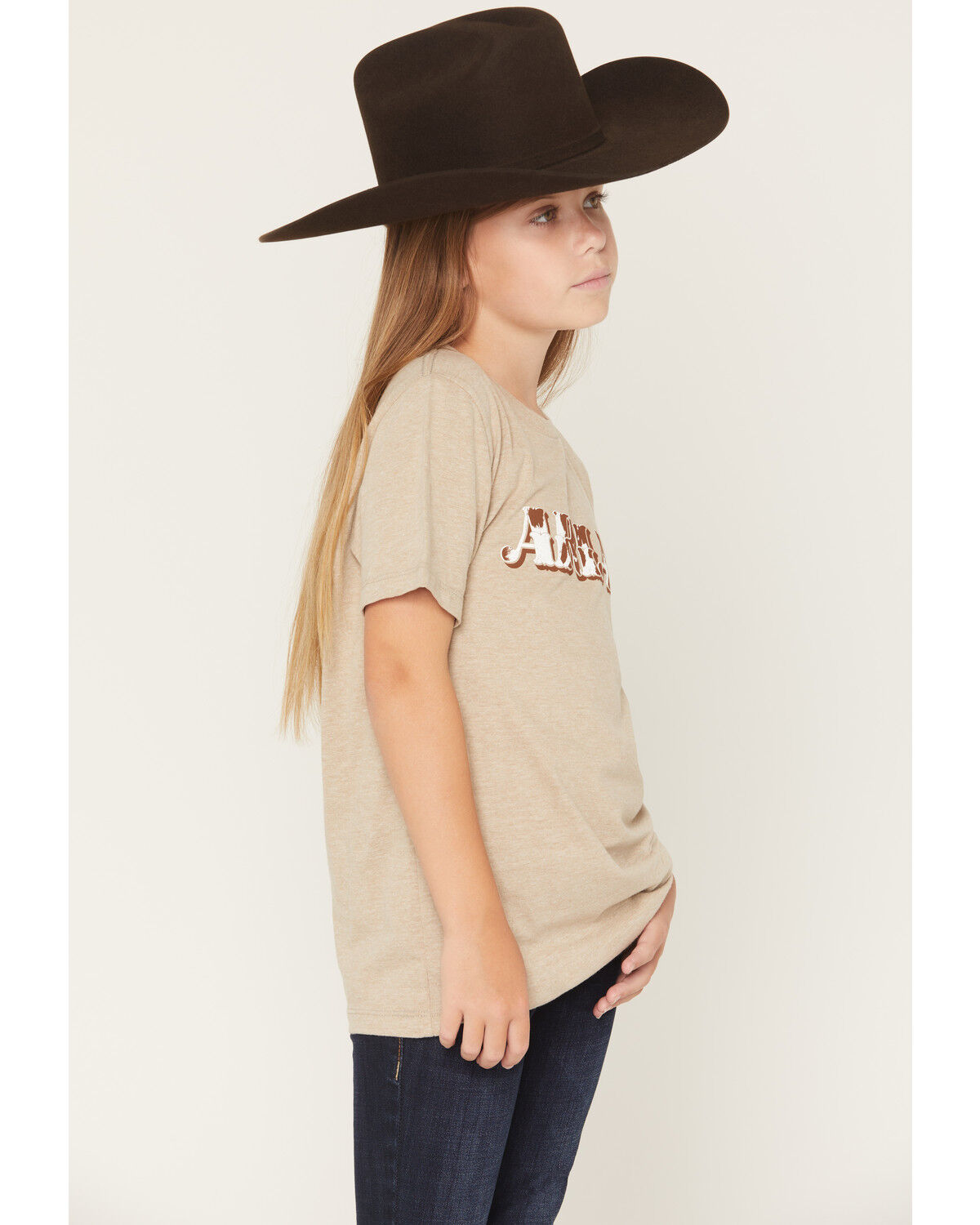 Image #2 - Ariat Girls' Boot Barn Exclusive Logo Short Sleeve Graphic Tee, Oatmeal, hi-res