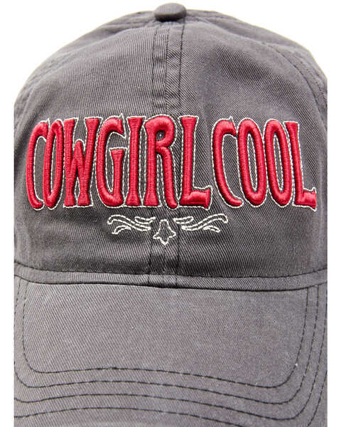 Image #2 - Shyanne Women's Cowgirl Cool Embroidered Solid Back Ball Cap , Grey, hi-res