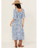 Image #4 - Wild Moss Women's Floral Print Front Twist Midi Dress, Blue, hi-res