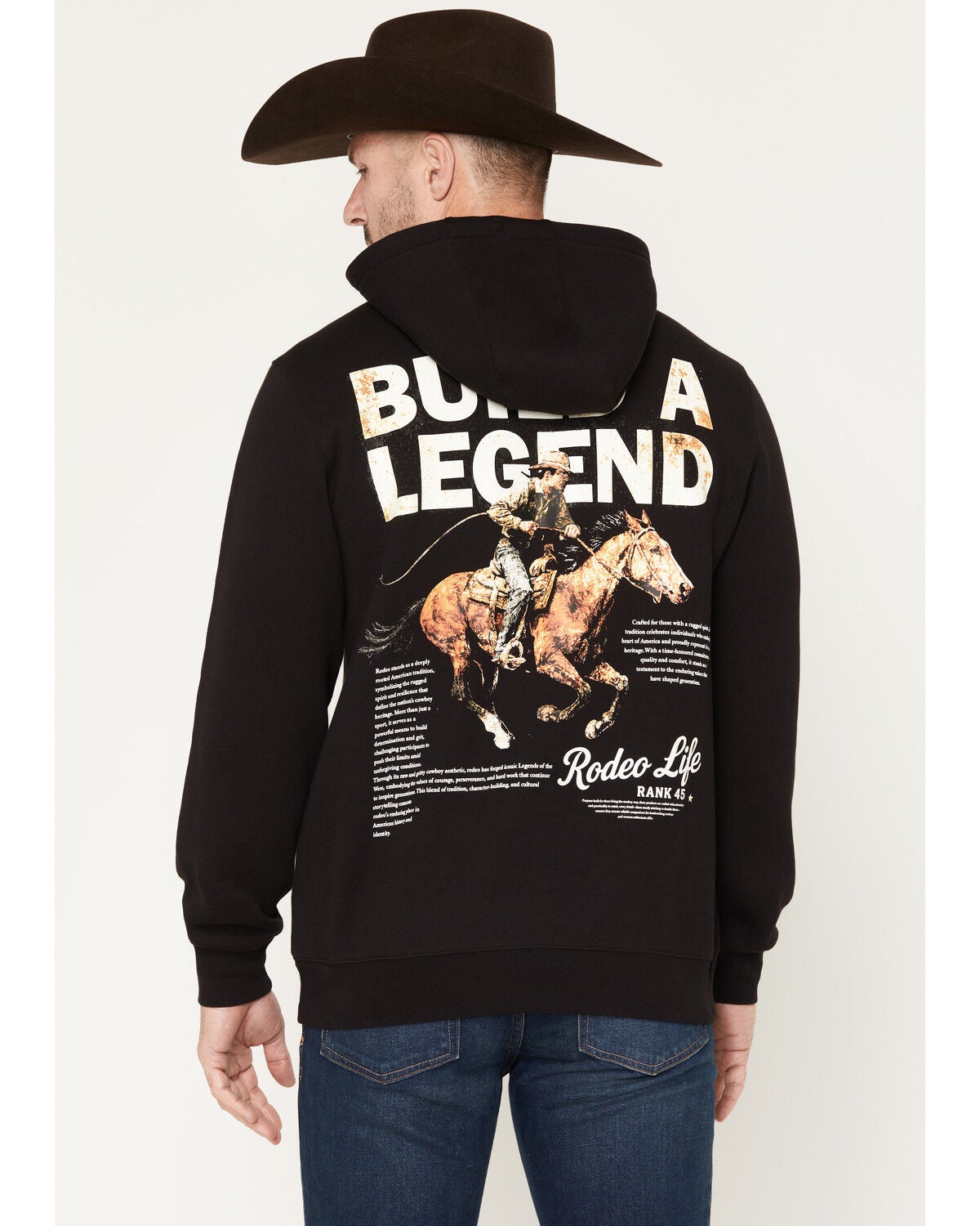 RANK 45&reg; Men's Build A Legend Logo Graphic Hooded Sweatshirt, Black, hi-res