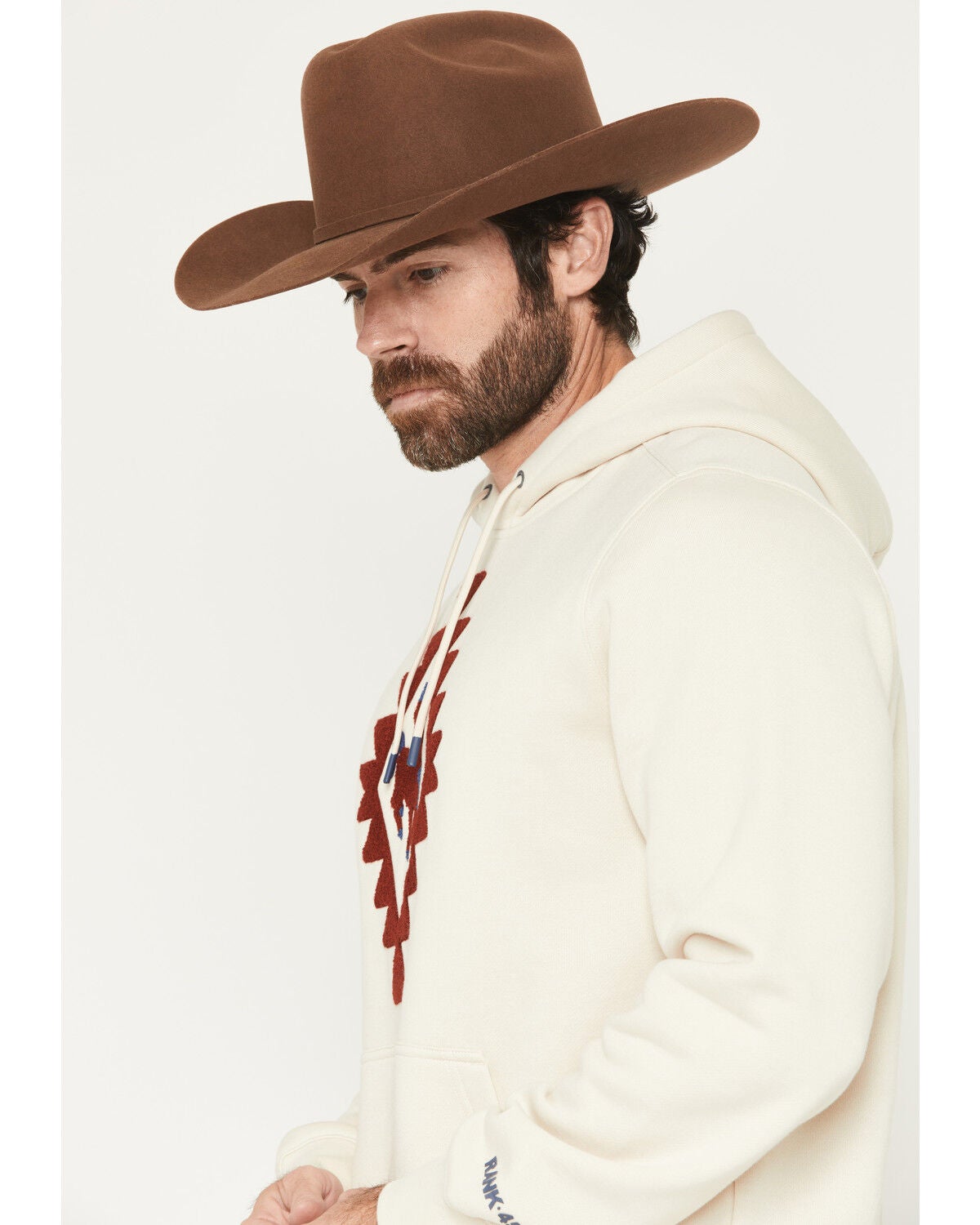 Image #2 - RANK 45&reg; Men's Bono Embroidered Hooded Sweatshirt, Cream, hi-res