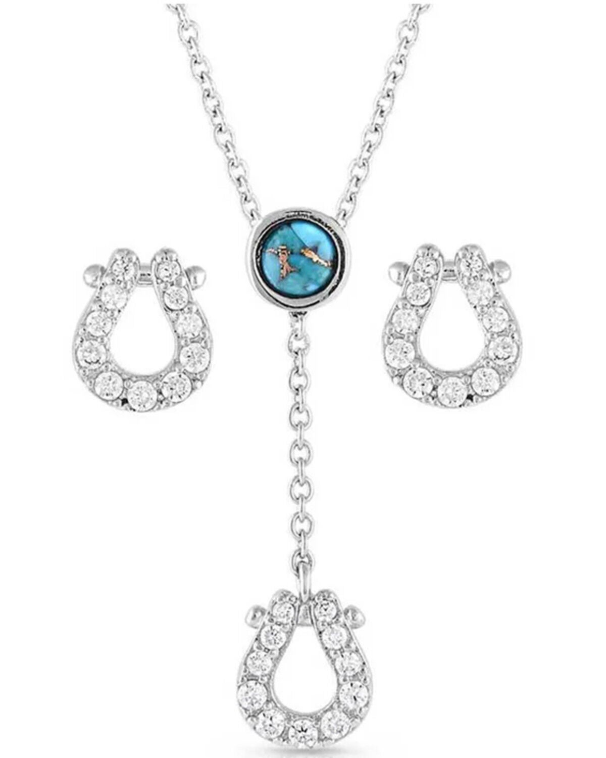 Image #1 - Montana Silversmiths Women's Infinite Luck Turquoise Stone Jewelry Set - 2 Piece, Silver, hi-res