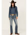 Image #3 - Rock & Roll Denim Women's Medium Wash Mid Rise Geo Print Stretch Bootcut Jeans, Medium Wash, hi-res
