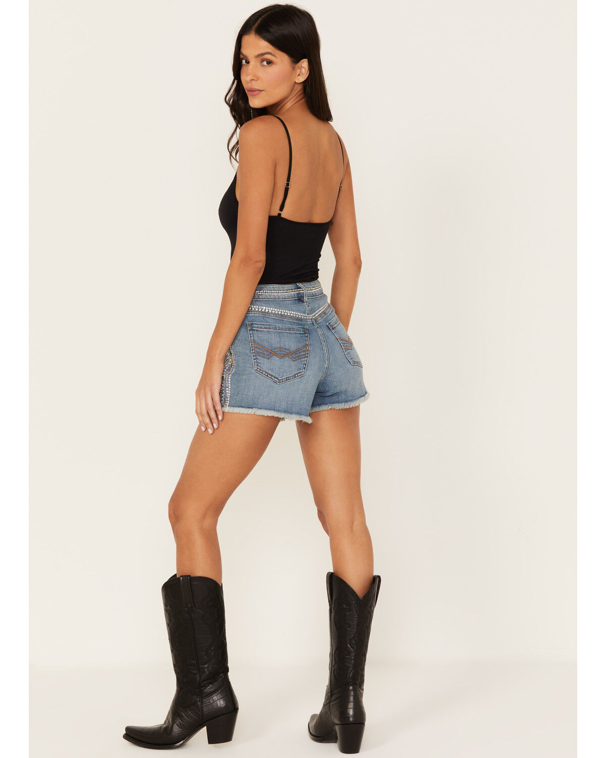 Image #3 - Idyllwind Women's Shiloh Drive Light Wash High Rise Rhinestone Studded Shorts, , hi-res