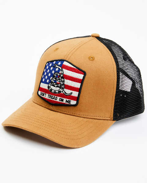 Cody James Men's Don't Tread On Me American Flag Patch Ball Cap , Brown, hi-res
