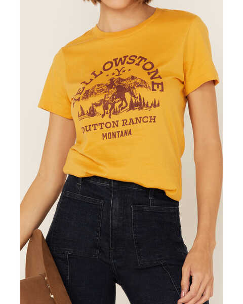 Image #2 - Paramount Network's Yellowstone Women's Bozeman Graphic Tee, Mustard, hi-res