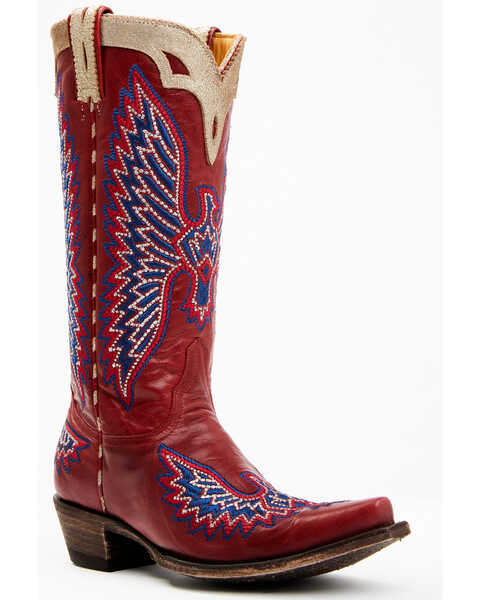 Image #1 - Old Gringo Women's Eagle Stitch Western Boots - Snip Toe, Red, hi-res